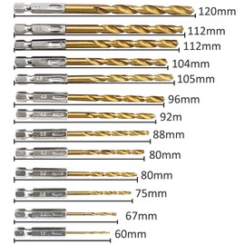 Metal Drill Bit Set, 13 Pieces HSS Twist Drill Bit Set, High Speed Titanium Coated Steel, Heat-Resistant, 1.5 mm - 6.5 mm, for Drilling Wood, Metal, Plastic