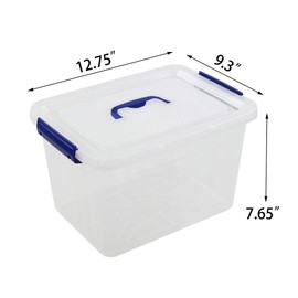 Pekky 12 L Plastic Lidded Storage Containers with Handle, Clear Latching Bin Box Set of 1