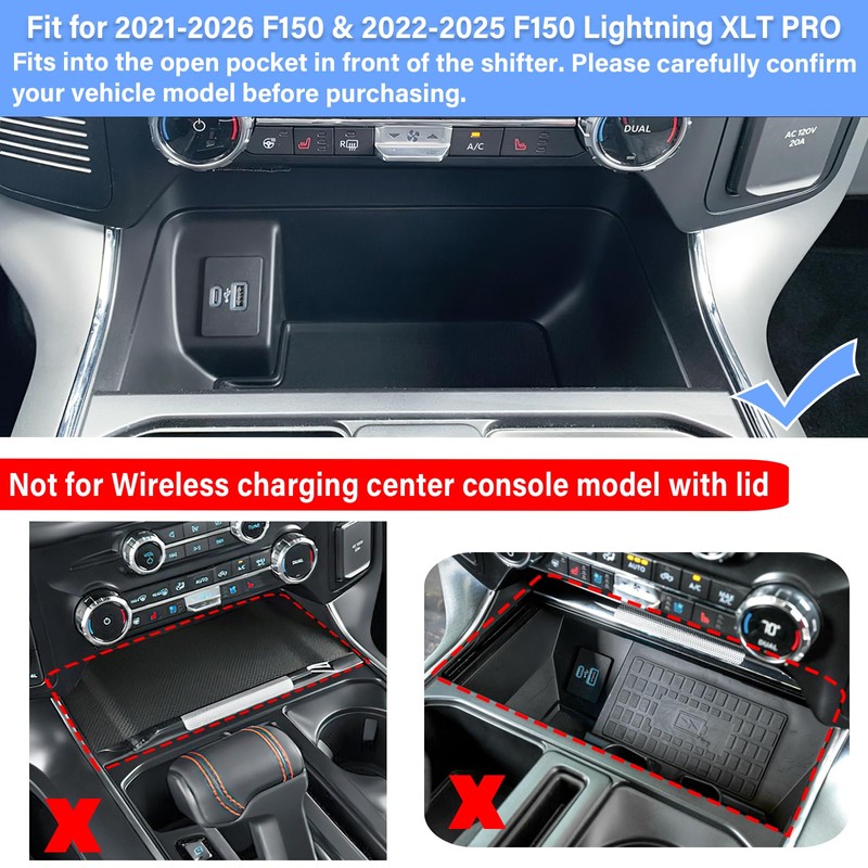Center Console Compartment Cover for Ford F150 Accessories 2021-2025 2026/Lightning