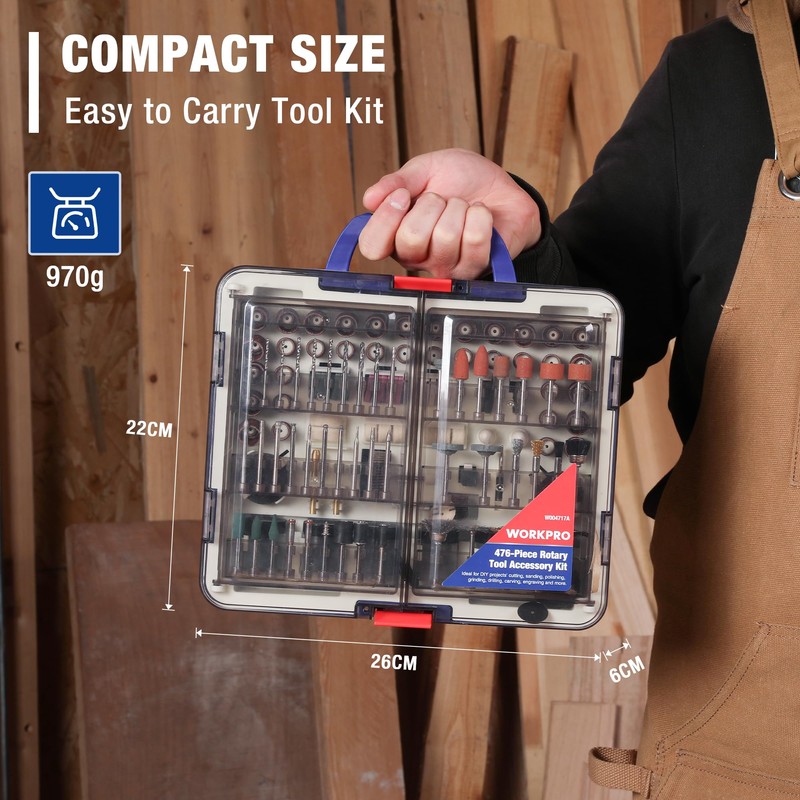 WORKPRO WORKPRO Rotary Tool Accessories Kit, 476pcs Accessory Set, 1/8"