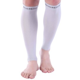 Doc Miller Calf Compression Sleeve Women and Men- 20-30 mmHg - 2 Pairs Calf Sleeve for Surgery Recovery Maternity Shin Splints Varicose Veins and Calf Injuries - Small Size - Grey Color