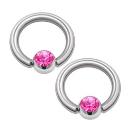 KJM Fashion 2 x Surgical Steel BCR 1.6 mm 14g Daith Eyebrow Earrings, Stainless Steel