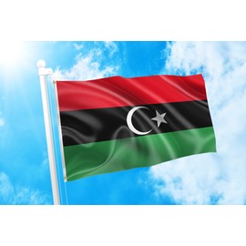 DMSE Libya The Libyan National Banner Flag 3X5 Ft Foot 100% Polyester 100D Flag UV Resistant (3' X 5' Foot)