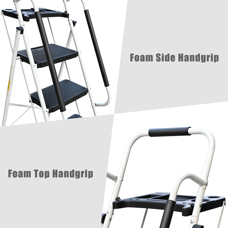 WiberWi 5 Step Ladder with Handrails Folding Step Stool with