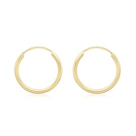 Carissima Gold Women's 9 ct Yellow Gold 1.5 mm Sleeper Hoop Earrings, 15 mm
