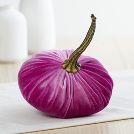 Set of 4 Small Velvet Pumpkins, pink pumpkin decor, our little pumpkin baby girl, office decor for her, elegant gift set basket for mom, autumn wedding centerpiece (Pink, Magenta, White, Hot Pink)