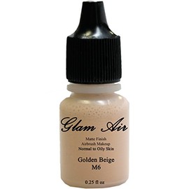 Glam Air Airbrush Makeup Water Based Foundation in Matte Finish for Flawless Looking Skin (0.25oz Bottles) (M6 GOLDEN BEIGE)