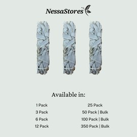 Premium 4"-5" Hand-Harvested White Sage Bundles for Smudging, Purification & Meditation - Fresh Earthy Scent for Stress Relief & Cleansing House | White Sage Incense Sticks JC-007 (50 | Bulk)