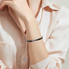 Yifnny Inspirational Bracelet, Sun Moon Cuff Bangle Stainless Steel Inspirational Jewelry Adjustable Bracelet Friendship Gifts for Women (She believed she could ... so she did)