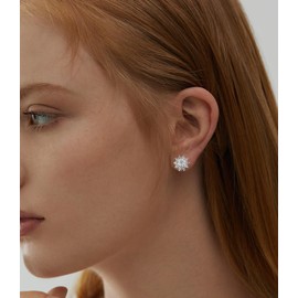 Silver Nap Stud Earrings for Women Round Titanium CZ Screw Back Long Post Earrings Thick Earlobes