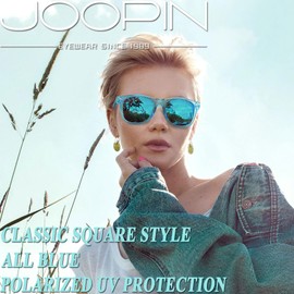 Joopin Trendy Square Sunglasses Oversized Sun Glasses Polarized UV400 Fashion All Blue Shades for Men Women Vintage