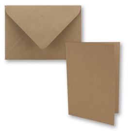 NEUSER PAPIER 25x brown vintage kraft paper folding cards SET with envelopes DIN A5-21 x 14.8 cm - brown - recycled - folding cards - blank