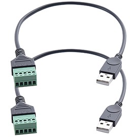 tunghey 2Pack USB Type A 2.0 Male to 5 Pins Screw Terminal Female Solderless Charging and Data Transfer Converter Adapter Extension Cord (Male)