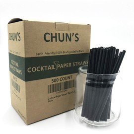 Short Paper Straws Bulk 5.5 inch - 500 ct. Black Paper Drinking Straws, Sip Stirrers for Cocktail, Coffee and Short Drinks, by CHUN'S STORE