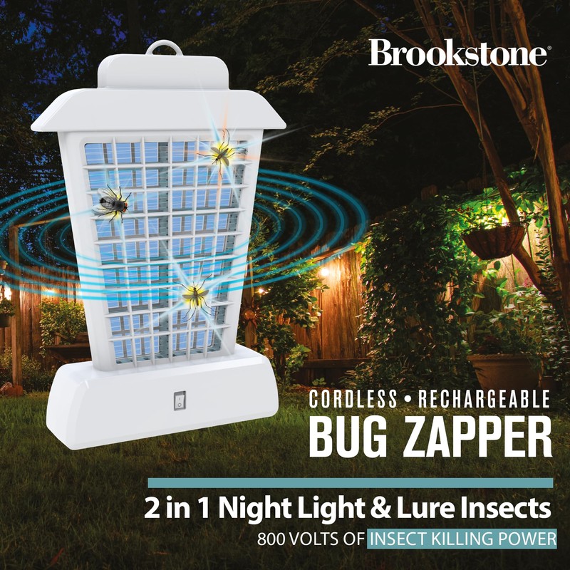 Brookstone Lantern Bug Zapper - Cordless & Rechargeable, 800V Stainless