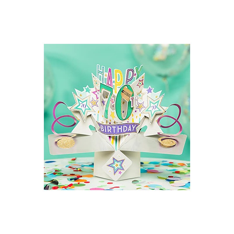 Happy 70th Birthday Pop-Up Greeting Card Original Second Nature 3D