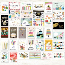 RANJIMA Geburtstagskarten mit Umschlag, 36 Stück Klappkarten Blanko, Grußkarten Glückwunschkarten geburtstag Set, Birthday Card mit Briefumschläge Postkarten für Geburtstagsgeschenk Freunde Mann Frau