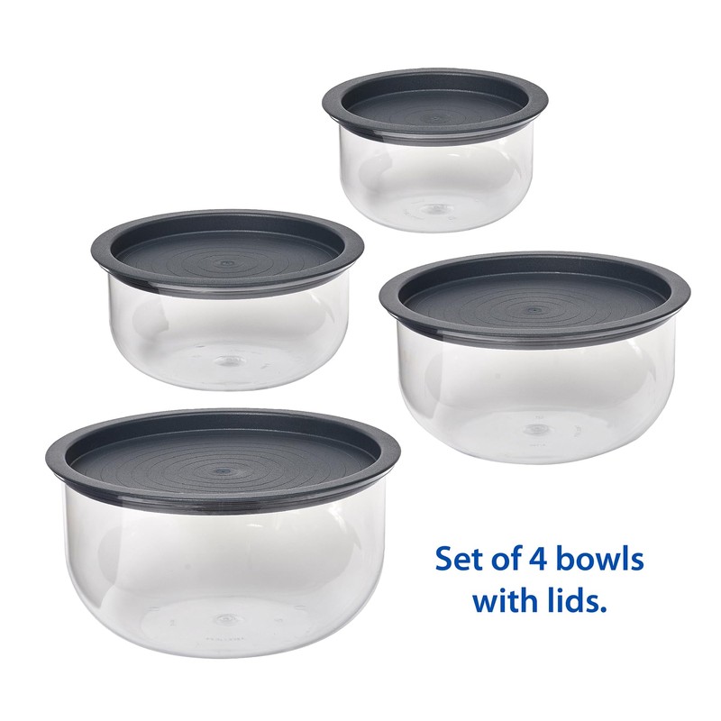 Buddeez Tritan Bowls with Press-To-Seal Lids, Food Prep Bowls, Mixing