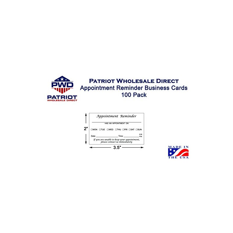 Appointment Reminder Business Cards (3.5x2) - Pack of 100