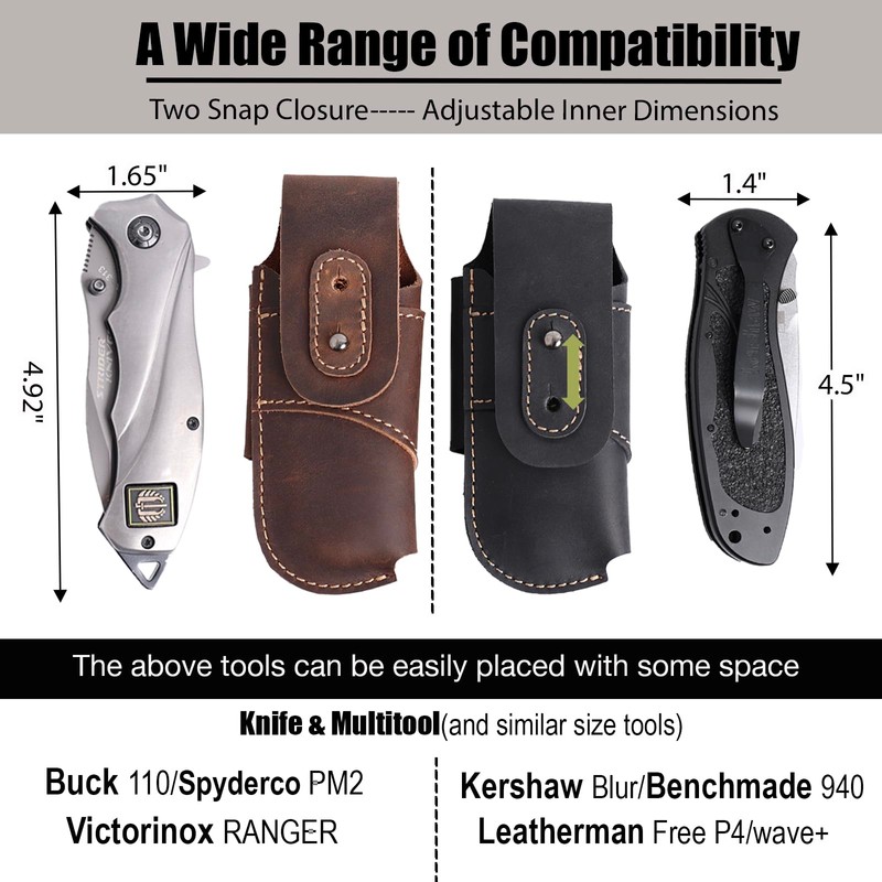 Topstache Leather Knife Sheath for Belt - Horizontal Carry Knife
