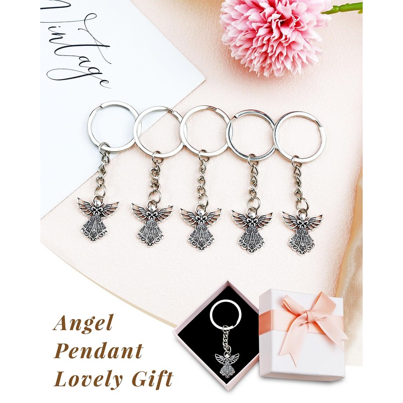 YETOOME 30 Pcs Guardian Angel Charm Keychain Key Ring for