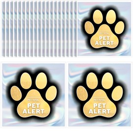 Marspark 20 Pcs Pet Alert Sticker Laser Pet Fire Rescue Sticker Pets Alert Safety Sign 4.72 x 4.72 Inch in Case of Fire or Emergency Please Rescue Our Pets Front Door Window Alarm