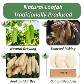 FYRLFB Natural Loofah Exfoliating Body Scrubber for Men and Women, Loofah Sponge Pads & Body Sponges Scrubber, Luffa Sponge to Clean & Relax Your Body Deeply (4 Pack)
