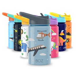 BOZ Kids Water Bottle with Straw Lid, Insulated Stainless Steel Water Bottle for Kids, Toddlers, Leakproof Water Bottle (Sky)