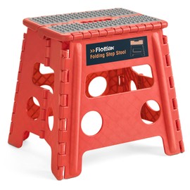 Flottian 13" Folding Step Stool for Adults and Kids Holds Up to 300 lbs,Non-Slip Folding Stools with Handle, Compact Plastic Foldable Step Stool for Bathroom,Bedroom, Kitchen Coral,1PC