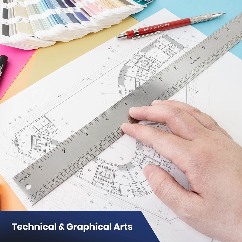 Pacific Arc 18 Inch Graphics Art Ruler, with Inches, Agate,