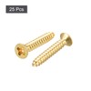 sourcing map Brass Wood Screws, M3.5x25mm Phillips Flat Head Self