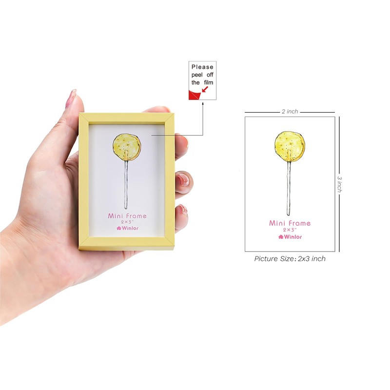 Winlor Mini Magnetic Picture Frame 2x3'' Yellow 6pcs/set, PF11Y