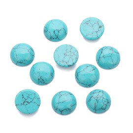 20PCS Blue Synthetic Turquoise Stone Cabochons Stone Jewelry Round Flat-Back Design No Hole Beads Half Round Charms for Jewelry Making (Dia=10mm)