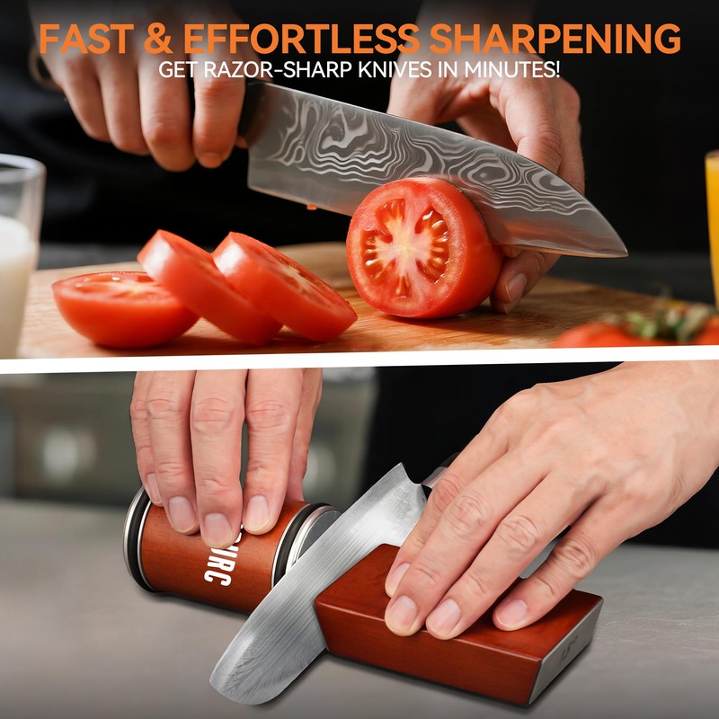 Rolling Knife Sharpener Kit with Diamond Wheels – 15°/20° Magnetic