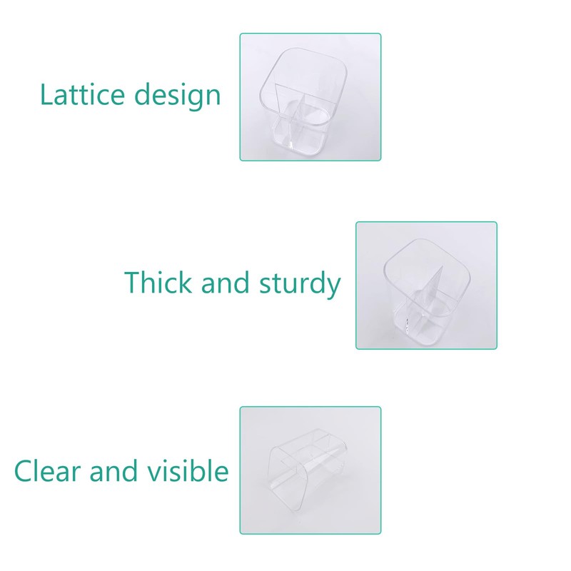 Newkita Acrylic Clear 3 Slots Pencil Pen Holder for Desk,