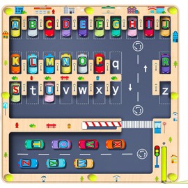 SsnDdm Magnetic Alphabet Maze Letter Puzzle - Montessori Alphabet Parking Maze for Toddlers Ages 3-5, Travel-Friendly Sensory Board for Boys & Girls, Educational Birthday Gifts Preschool Kids
