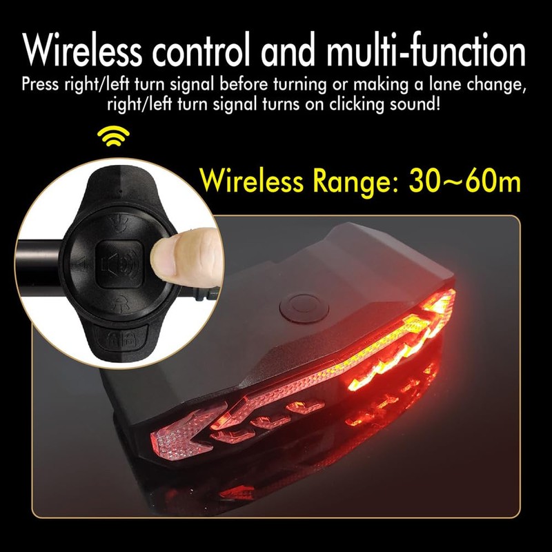 Wireless Bicycle Anti Thief Alarm Rear Tail Light With Turn