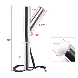 Amarine Made Special Design Stainless Steel Outrigger Rod Holder with Rod Safety Strap and Clip,Holder Tube's Angle 60° and 90° Up from the Water for Boat (2-Pack)