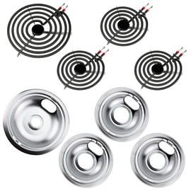 Upgraded W10196405 W10196406 Chrome Drip Pans MP22YA Electric Range Burner Element MP15YA(6") MP21YA(8") by Blutoget -Fit for Whirlpool Kenmore May-tag Electric Range Stove for 3 Small Burners 1 Large