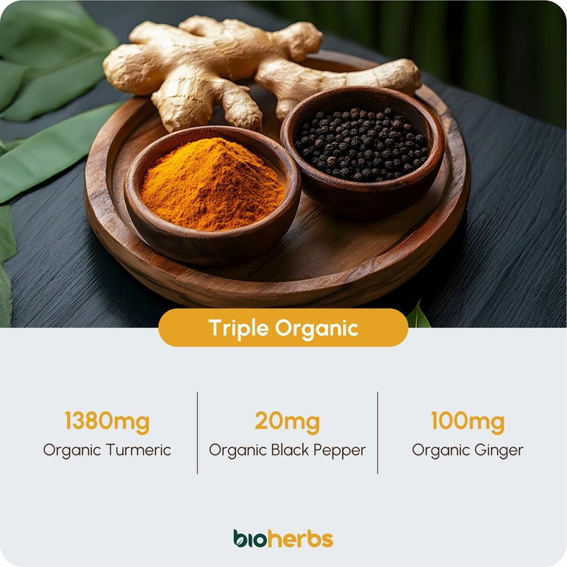 Organic Turmeric Curcumin Capsules 1500mg - with Black Pepper &