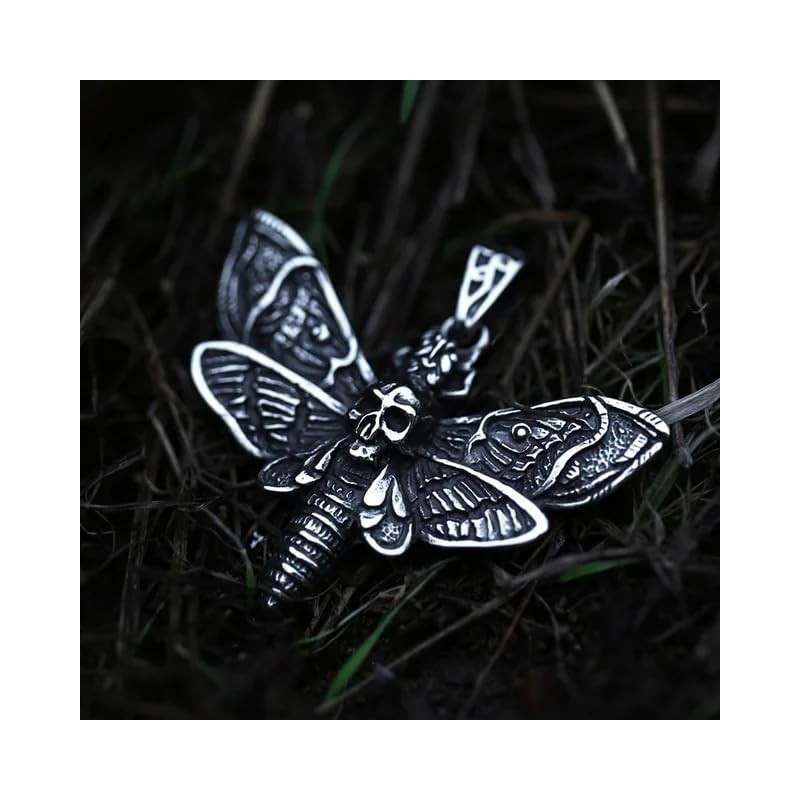 Bray Wyatt The Fiend Stainless Steel Moth Logo Pendant Necklace