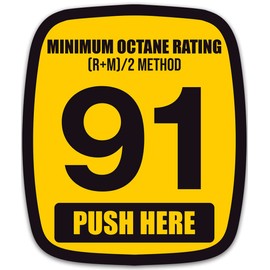 AV 91 Octane Sticker, Minimum Octane Rating Gasoline Sticker for Fuel Pumps and Gas Stations (2x2.5 Inches)