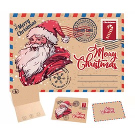 5 Pack Vintage Christmas Greeting Cards Christmas Postcard 6 x 4" Santa Claus Reprint Antique Postcard Set Retro Christmas Cards with Kraft Envelopes Blank Christmas Greetings Holiday Cheer for Friends Relatives (Santa Claus Wind&Snow)