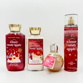 Winter Candy Apple 4-Piece Bath and Body Bundle | Shower Gel, Daily Nourishing Body Lotion, Bubble Bath and Fine Fragrance Mist