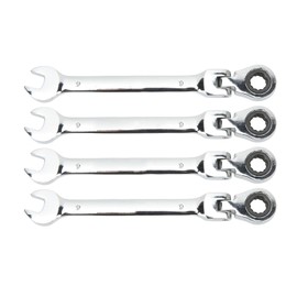 4 Pcs Metric Swivel Head Ratchet Wrench Double End Combination Spanner Labor Saving Flexible Spline Gear Ratcheting Metric Tool 9mm / 0.4in