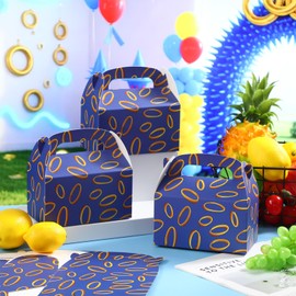 AmazingSpark 12 Pcs Blue Candy Bags with Printed Gold Rings Golden Cartoon Goodie Gift Boxes for Gamer's Party Decorations Birthday Theme Gifts Snack Supplies