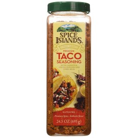 Spice Islands Premium Taco Seasoning with Chipotle Cocoa Powder and Corn Meal. Gluten Free