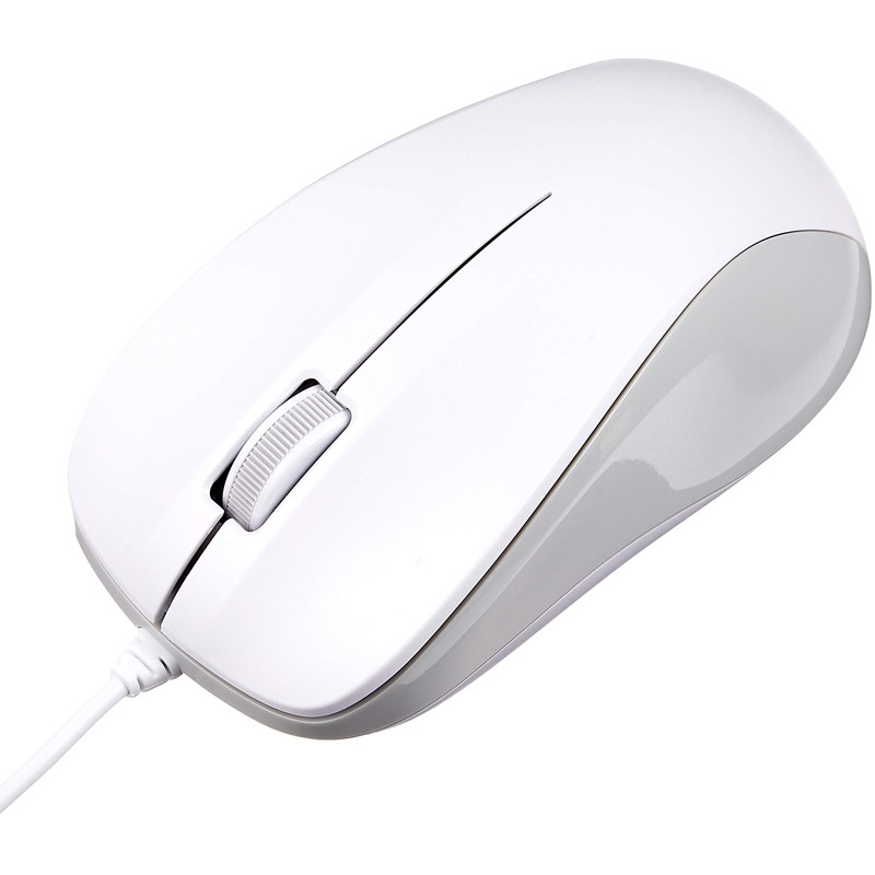 Elecom M-K6URWH/RS Mouse, Wired Medium, 3 Buttons, USB, Optical, White,