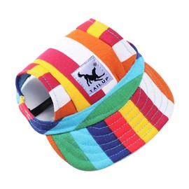 BbearT® Pet Hat, Leisure Visor, Pet Hat, Baseball Sun Hat, Sports Cap with Ear Holes and Chin Strap for Small Dogs, Medium Dogs(L, Colorful)