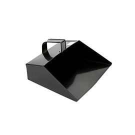 COTTAM Heavy Duty Large Metal Dustpan (Black) With Handle - Hooded Dust Pan/Dust Collector Suitable For Cleaning Tasks at Home, Workshop & Garden